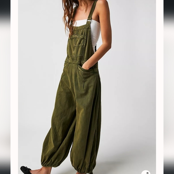 Free People Pants - Free People Follow the Sun one piece/ overalls - Avacado Tree (green)